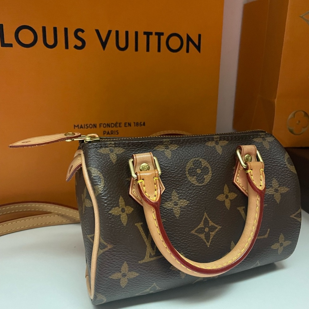 Louis Vuitton Brown Speedy Bandouliere Monogram Nano Canvas Crossbody Bag